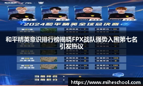 和平精英意识排行榜揭晓FPX战队强势入围第七名引发热议
